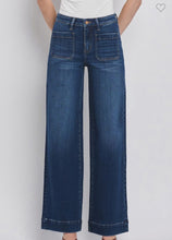 Load image into Gallery viewer, Dark Denim High Rise Wide Trouser Jeans