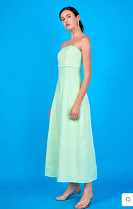 Lucia Folded Strapless Linen Maxi Dress