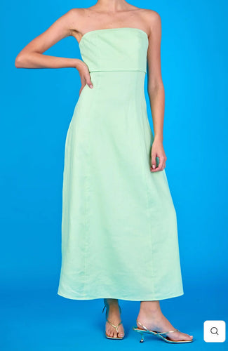 Lucia Folded Strapless Linen Maxi Dress