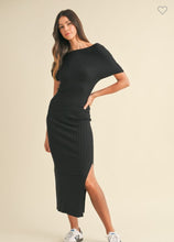 Load image into Gallery viewer, One Off Shoulder Ribbed Knit Midi Dress