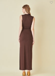 Asymmetric Neck Drape Maxi Dress