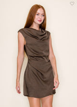 Load image into Gallery viewer, Satin Drape Neck Mini Dress