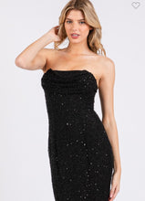 Load image into Gallery viewer, Black Embellished Cowl Neck Maxi Dress