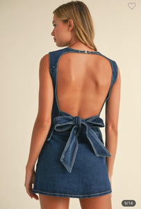 Denim Open Back Top and Skirt