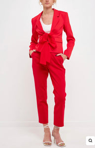 Red Bow Contrast Blazer