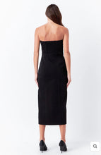 Load image into Gallery viewer, Black Strapless Midi Dress