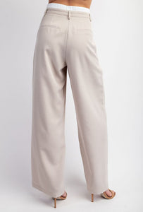 Textured Contrast Waist Pants