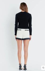 Ivory Contrast Satin Shorts