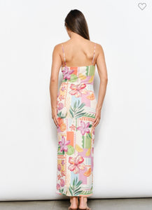 Plunge Neck Mesh Midi Dress