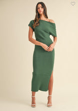 Load image into Gallery viewer, One Off Shoulder Ribbed Knit Midi Dress