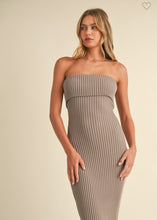 Load image into Gallery viewer, Taupe Ribbed Midi Dress