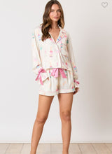 Load image into Gallery viewer, Ring &amp; Champagne Glass Ribbon Pajama Short Set