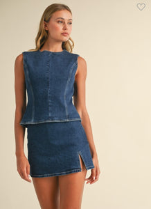 Denim Open Back Top and Skirt