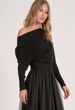 Load image into Gallery viewer, Terry Black Off Shoulder Sweatsr