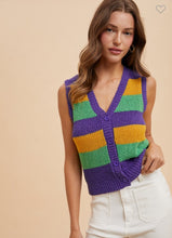 Load image into Gallery viewer, Mardi Gras Color Block Sweater Vest