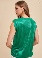 Load image into Gallery viewer, Green Shimmer Metallic Top