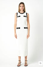 Load image into Gallery viewer, Ivory/Black Crochet Knit Maxi Dress