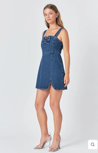 Denim Bow Mini Dress