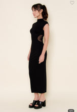Load image into Gallery viewer, Black Mesh Side Midi Dress