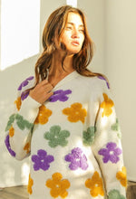 Load image into Gallery viewer, Mardi Gras Flower Sweater