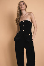 Load image into Gallery viewer, Velvet Strapless Buttoned Long Top