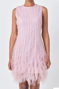 Mulberry Tulle Ruffled Mini Dress