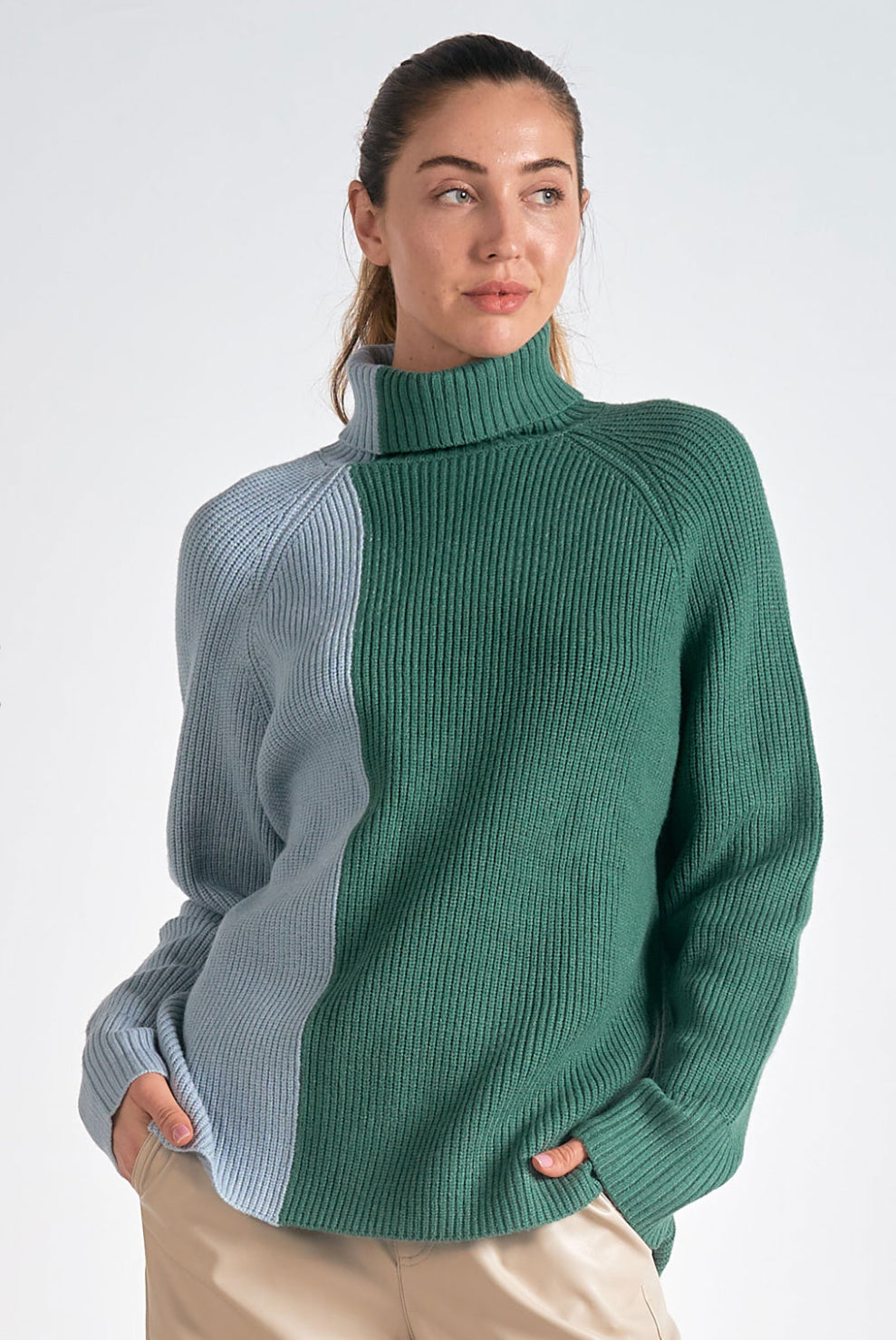 Green & Blue Colorblock Sweater