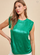 Load image into Gallery viewer, Green Shimmer Metallic Top