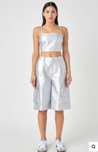 Load image into Gallery viewer, Silver Faux Leather Crop Top