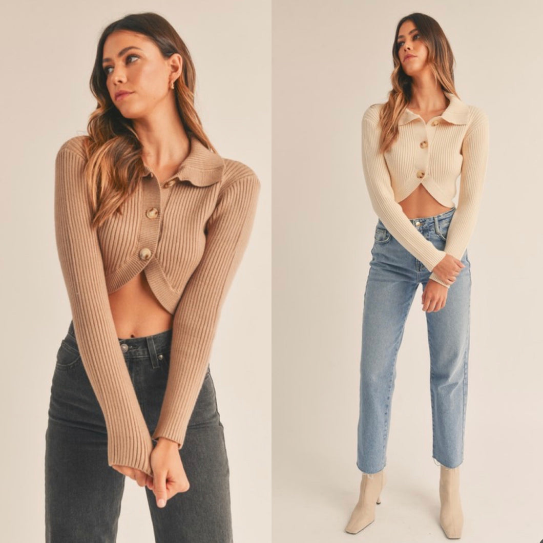 Button Crop Sweater