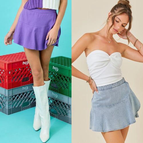 Wrap Denim Skort