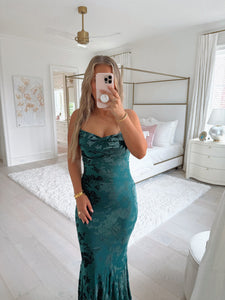 Emerald Velvet Detailed Maxi Dress