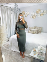 Load image into Gallery viewer, Olive Mesh Midi Dress