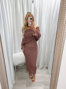 Red Bean Sweater Maxi Dress