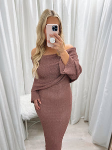 Red Bean Sweater Maxi Dress