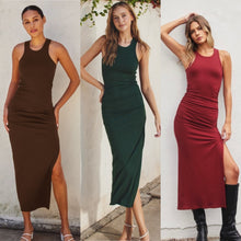 Load image into Gallery viewer, Racerback Ruched Midi Dress