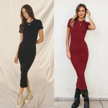 Load image into Gallery viewer, Ribbed Knit Back Slit Midi Dress