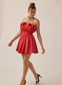 Red Love Pu Mini Dress