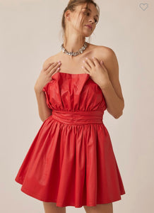 Red Love Pu Mini Dress