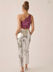 One Shoulder Metallic Top