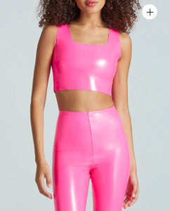 Faux Patent Leather Crop Top