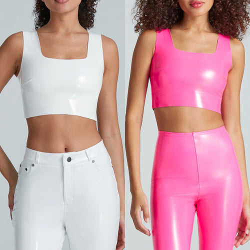 Faux Patent Leather Crop Top