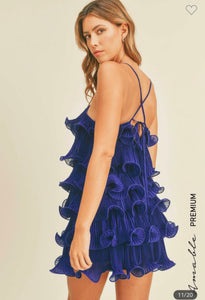 Royal Blue Ruffle Tiered Dress