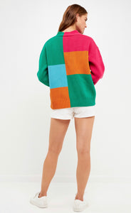 Abstract Colorblock Cardigan