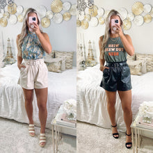 Load image into Gallery viewer, Faux Leather Belted Shorts