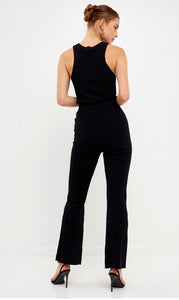 Black Ribbed Knit Pants