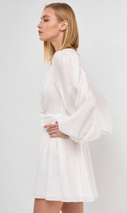 White Twist Drape Dress