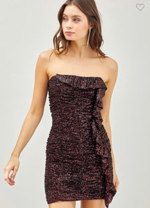 Garnet Sequin Ruffle Dress