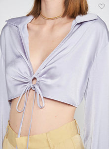 Satin Wrap Around Crop Blouse