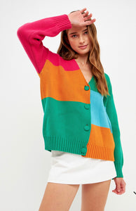 Abstract Colorblock Cardigan